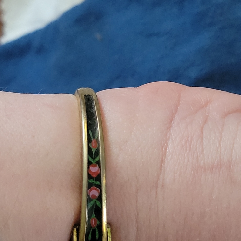 Women's Gold and Black Floral Watch - Picture 6 of 7